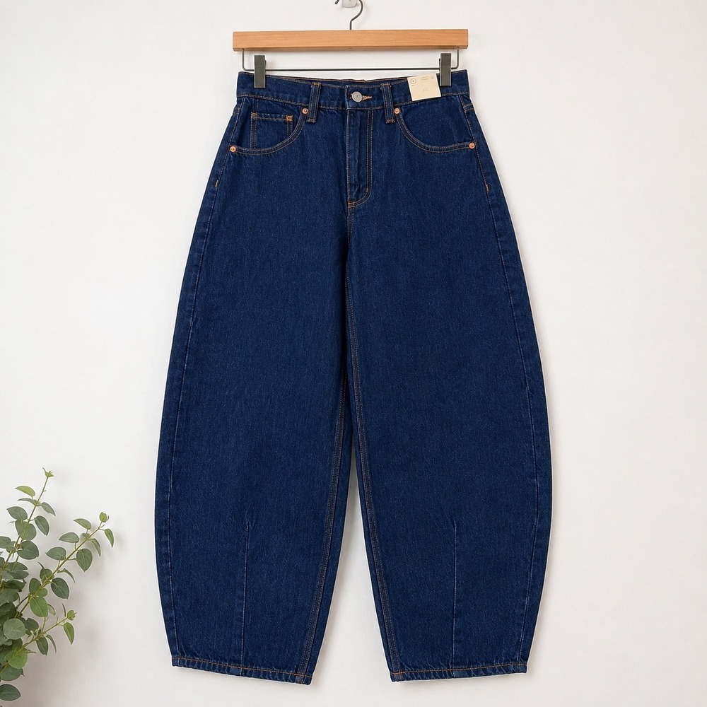 Universal Thread High Rise Easy Barrel Jeans Dark Wash Blue Denim Size 4 Reg